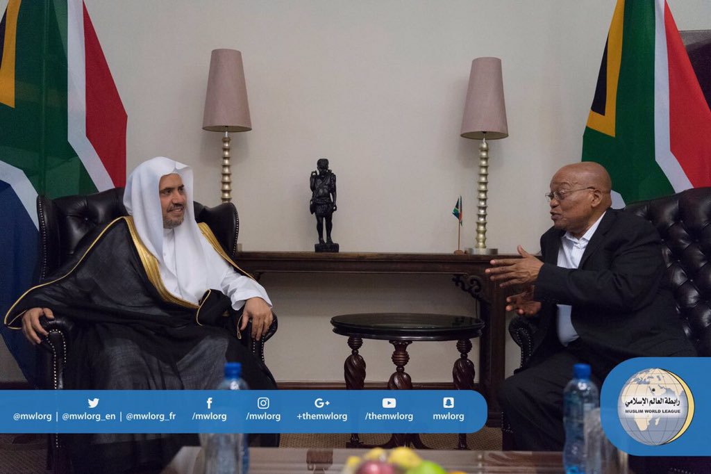 In the Capital Pretoria,  the President of the Republic of South Africa Jacob Zuma receiving His Excellency the MWL's Secretary General.