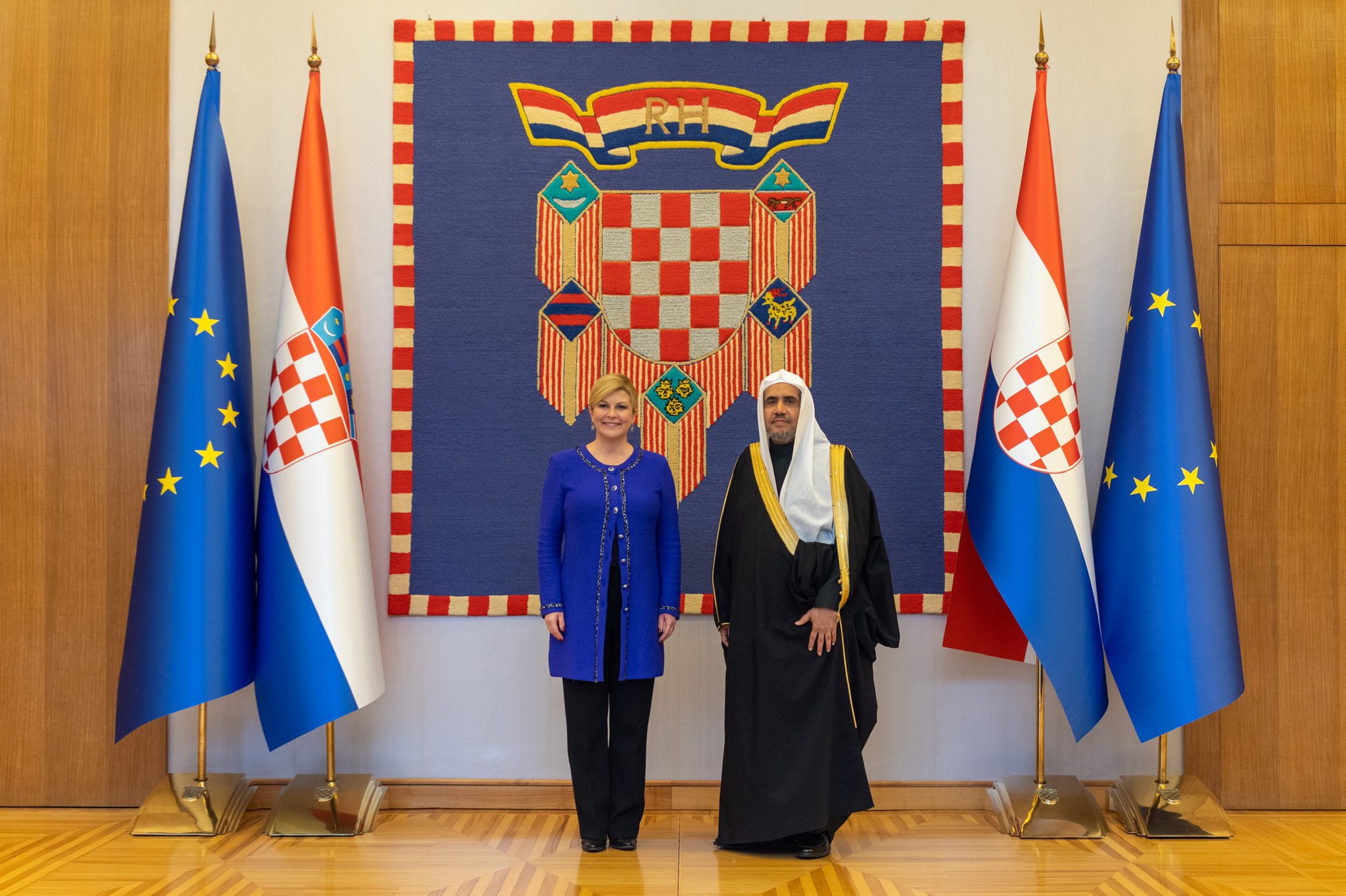 La Présidente de la République de Croatie reçoit au palais présidentiel Mohammad Alissa.