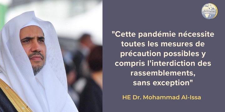 "Nous vivons un moment critique de l'histoire qui implique une solidarité et une coordination internationales. Le coronavirus exige de prendre toutes les mesures de précaution nécessaires et d'interdire toute forme de rassemblement".LIM 