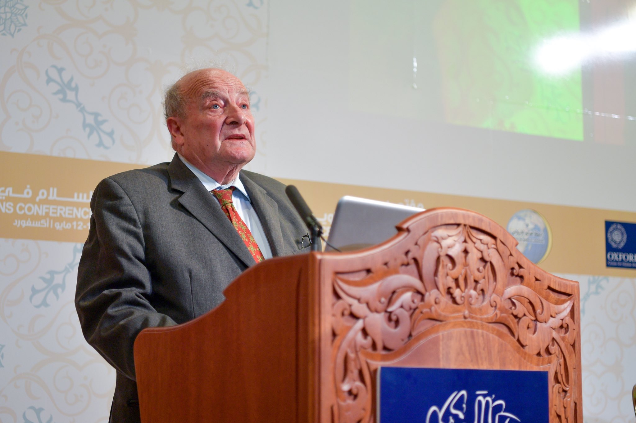 British intellectual and diplomat Alan Munro participates in the conference on the Peace In The Revealed Religions organized by the MWL in Oxford. A number of international intellectual and religious leaders took part in the event.