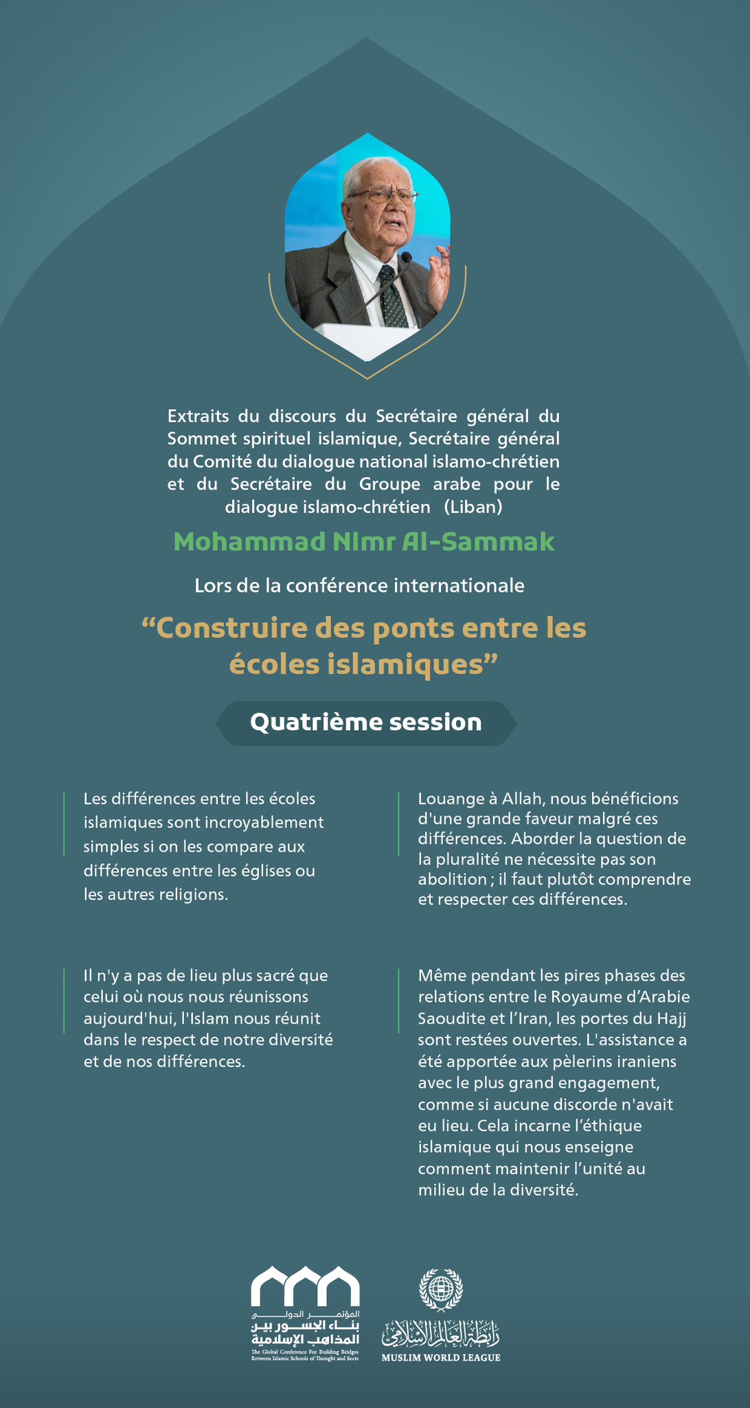 « L’éthique islamique » Extraits du discours du Secrétaire général du Sommet spirituel islamique, Secrétaire général du Comité du dialogue national islamo