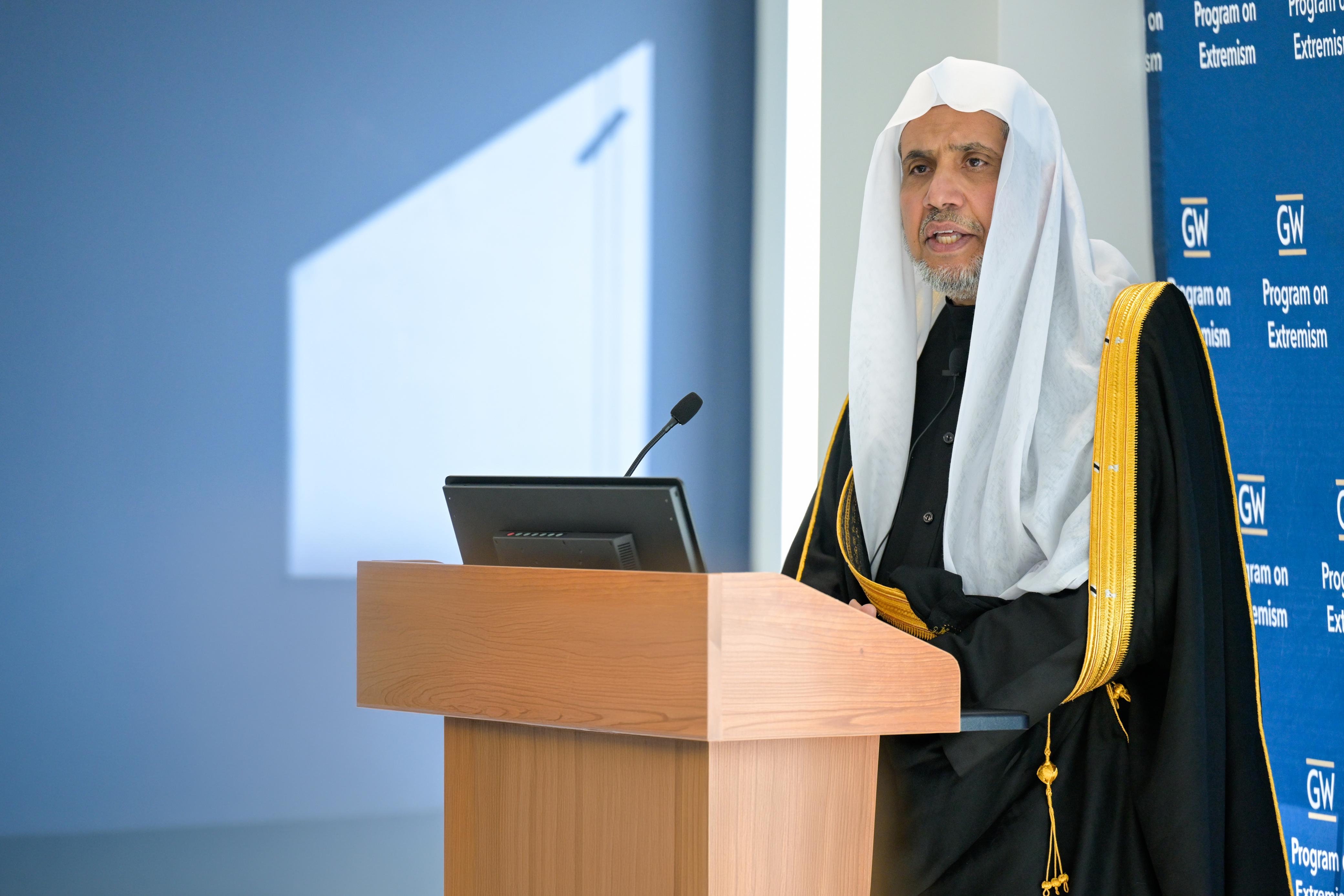 At the Invitation of Its President and in the Presence of Academics and Research Centers    Dr. Al-Issa Delivers a Lecture at George Washington University on “Hatred and Islamic Values Toward Followers of Religions and Ethnicities”