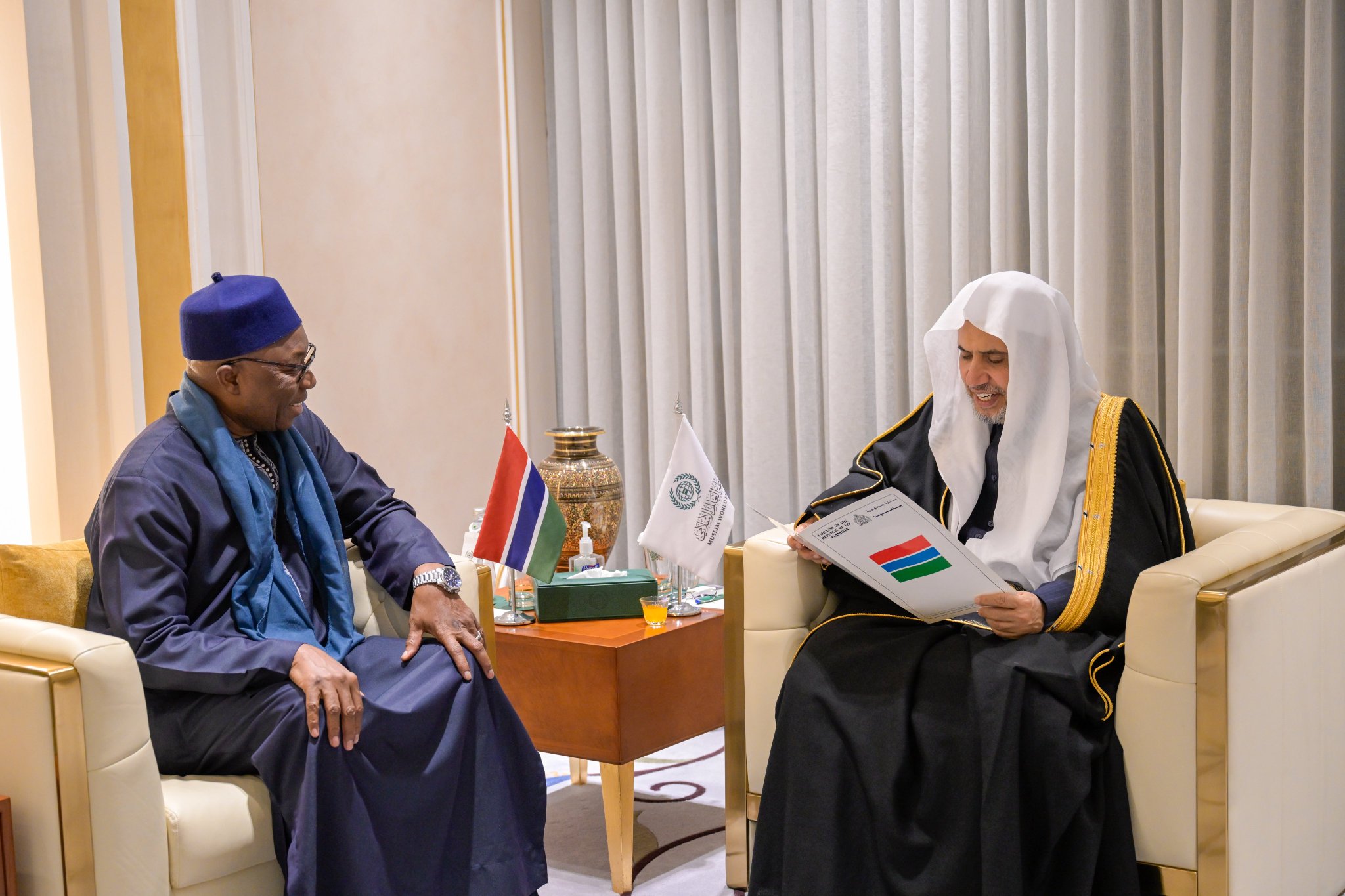 H.E. Sheikh Dr. Mohammed Al-Issa, Secretary-General, received H.E. Mr. Mambury Njie, Ambassador of the Republic of The Gambia to the KSA