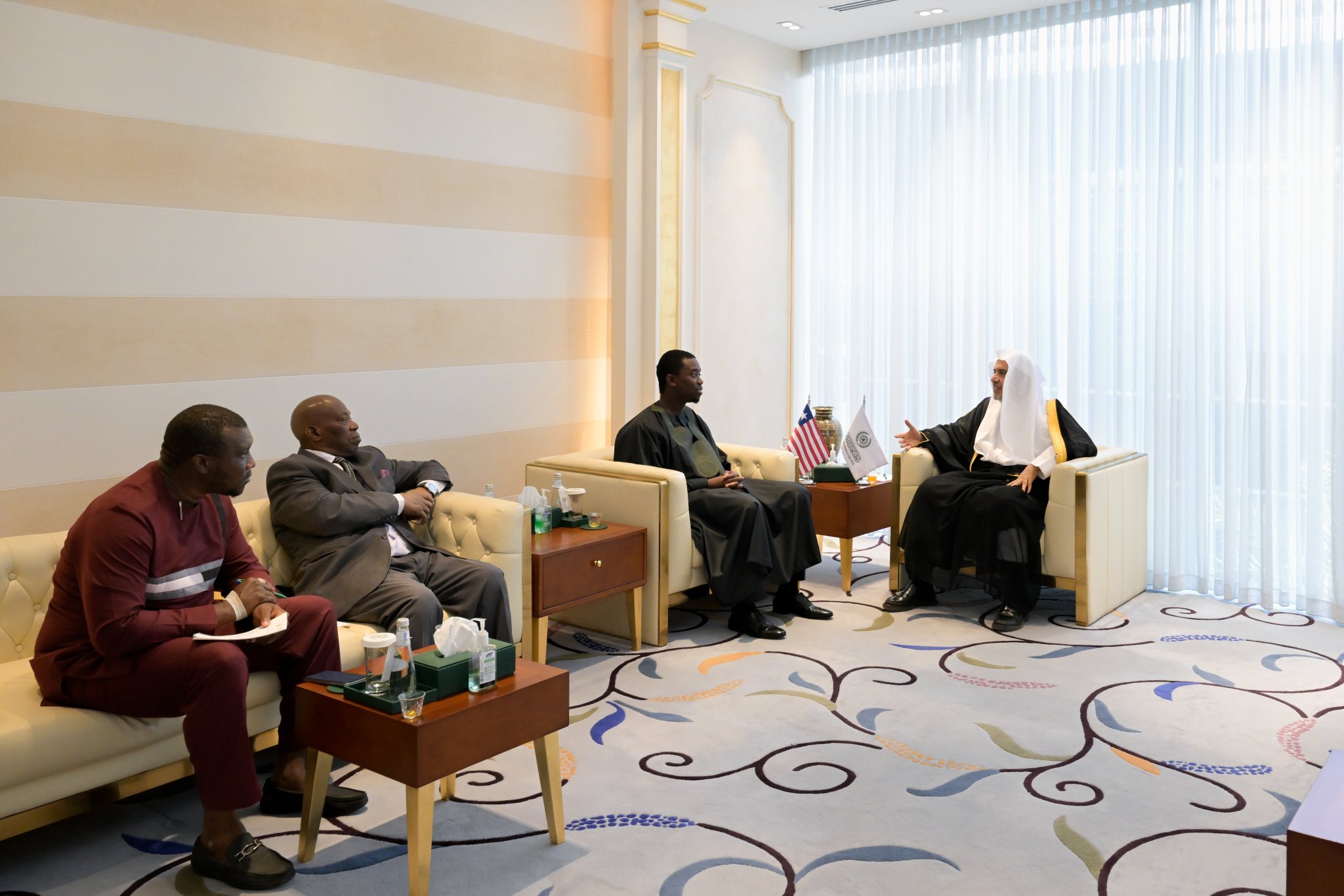 H.E. Sheikh Dr. Mohammed Al-Issa, Secretary-General of the MWL, received H.E. Amb. Amara Soko Sackor, Ambassador of the Republic of Liberia to the KSA