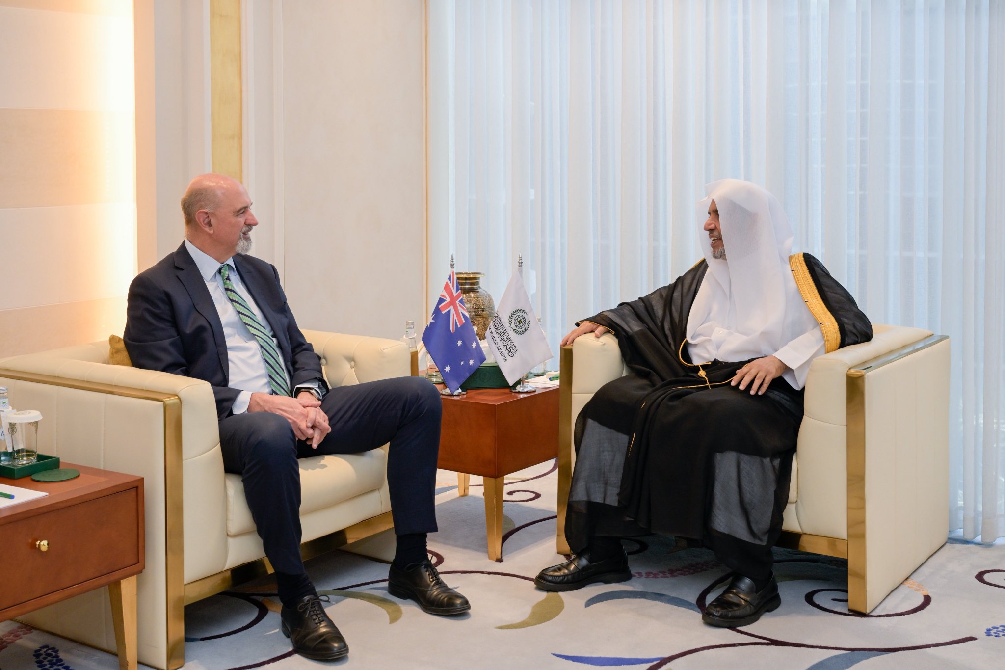 At his office in Riyadh, H.E. Sheikh Dr. Mohammed Al-Issa , Secretary-General of the Muslim World League, received H.E. Mr. Miles Robert Armitage, the Ambassador of Australia to the KSA