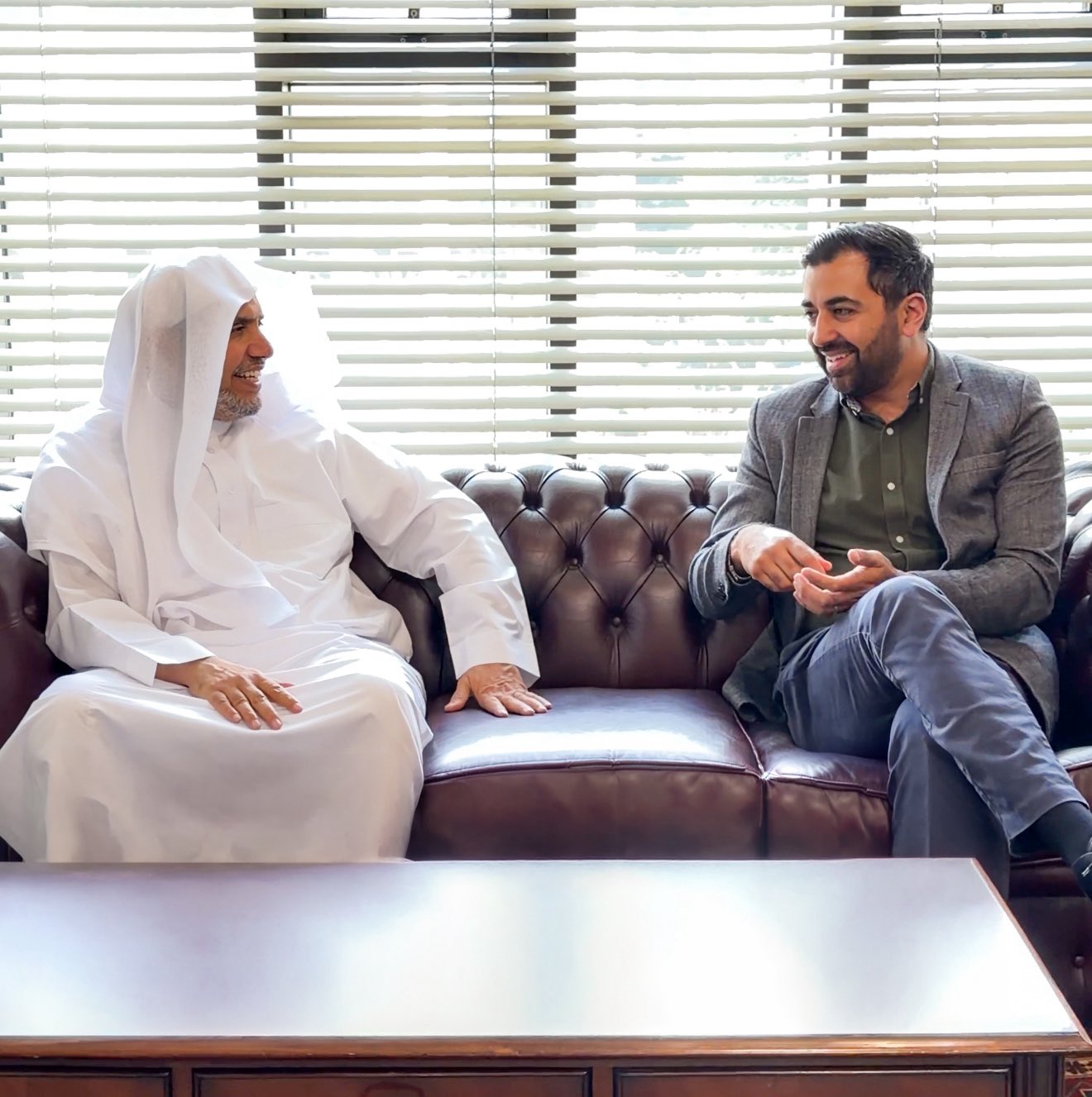 His Excellency Sheikh Dr. Mohammed Al-Issa , Secretary-General of the MWL and Chairman of the OMS, met at the London Central Mosque with Mr. Humza Yousaf, the former First Minister of Scotland