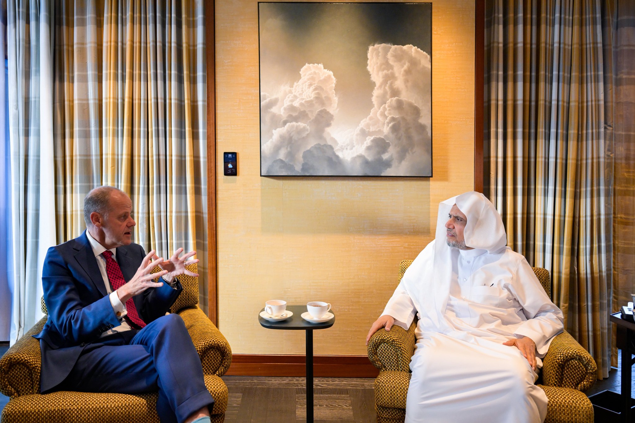 H.E. Sheikh Dr. Mohammed Al-Issa , Secretary-General of the MWL, received at his residence Lord Rook and Lord Walney, members of the House of Lords in the UK Parliament