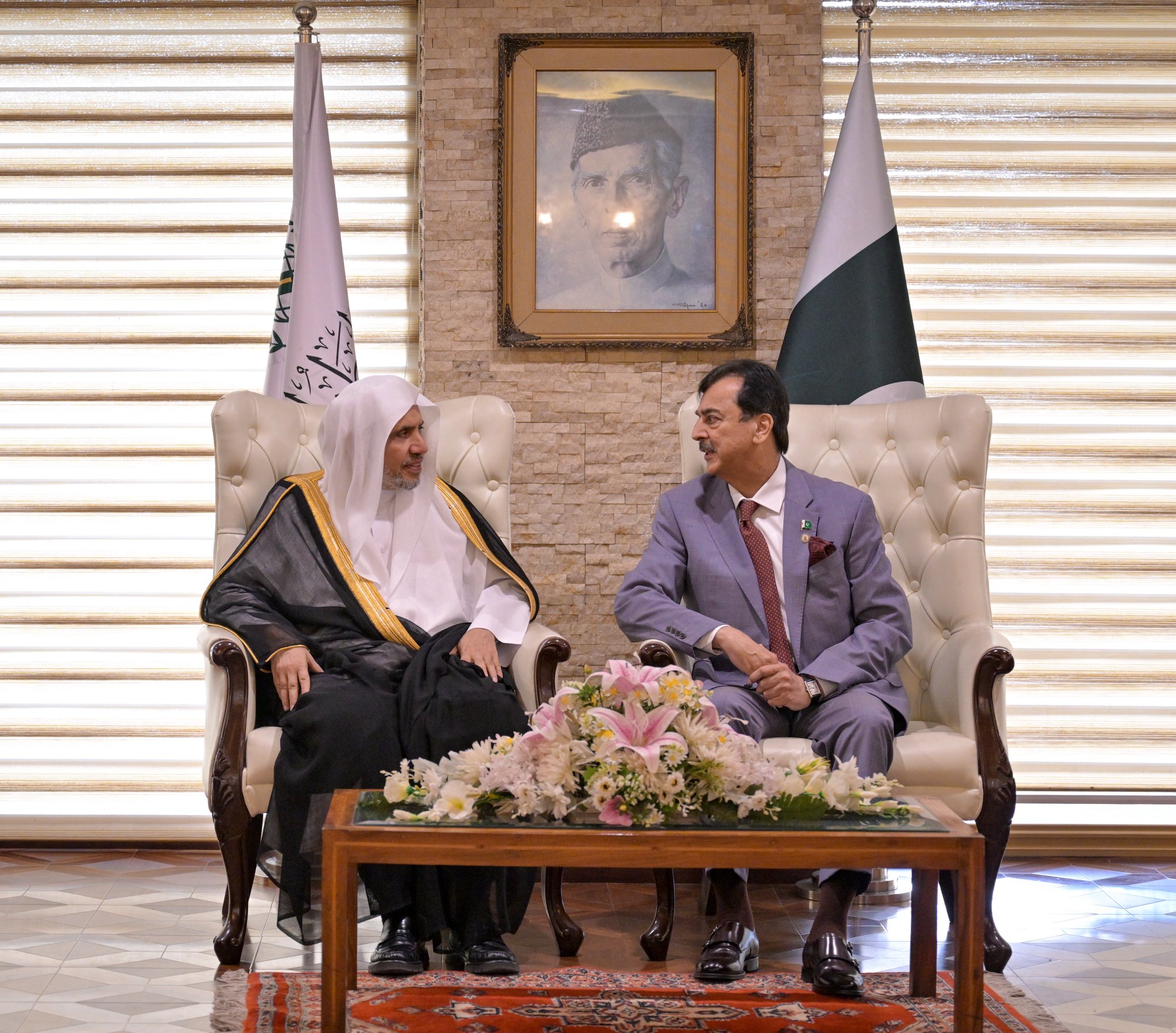 H.E. Mr. Yousaf Raza Gilani, Chairman of the Senate of Pakistan, hosted H.E. Sheikh Dr. Mohammed Al-Issa , Secretary-General of the Muslim World League (MWL) and Chairman of the Organization of Muslim Scholars, at the Senate headquarters.