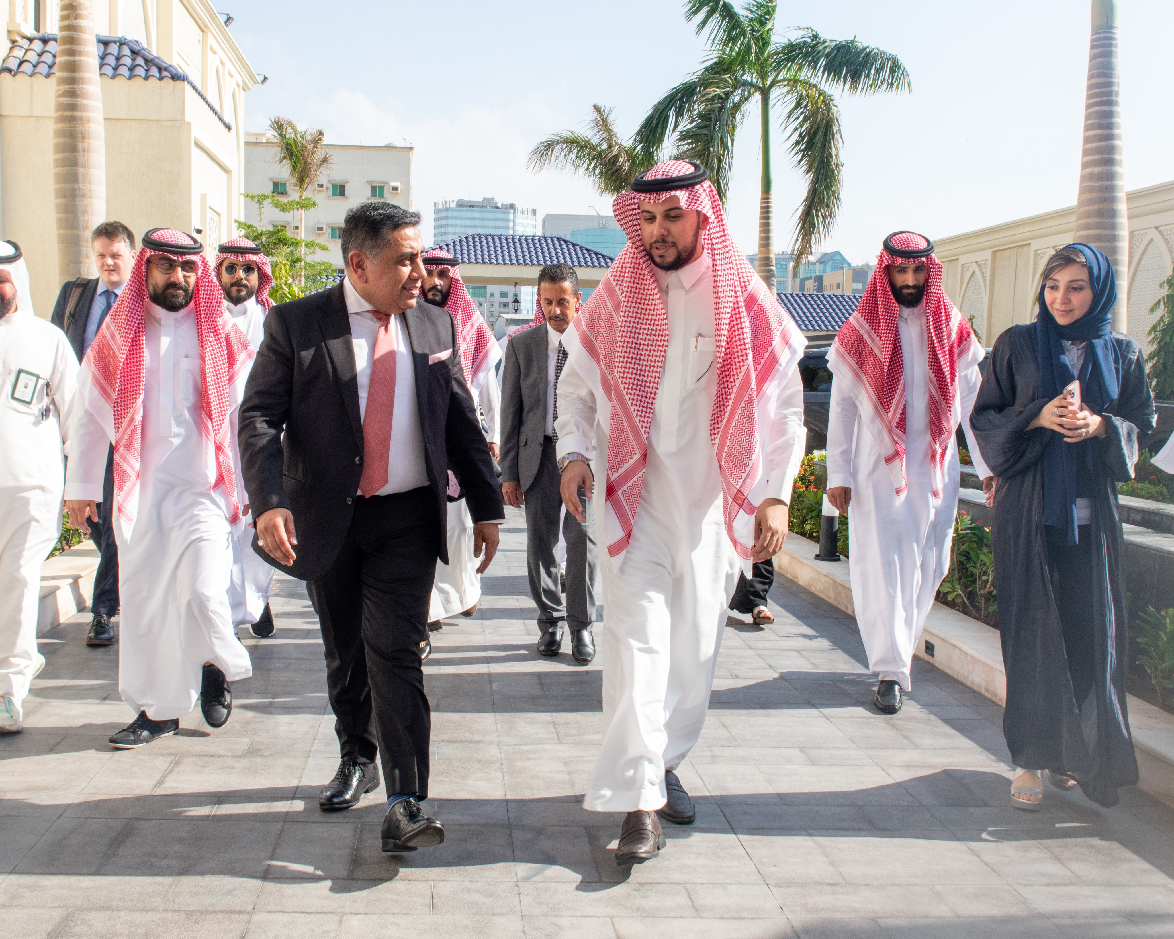 At the Muslim World League office in Jeddah, Mr. Abdulwahab Alshehri, Assistant Secretary-General for Corporate Communication, met with a British delegation headed by His Excellency Lord Tariq Ahmad, the British Minister of State for the Middle East