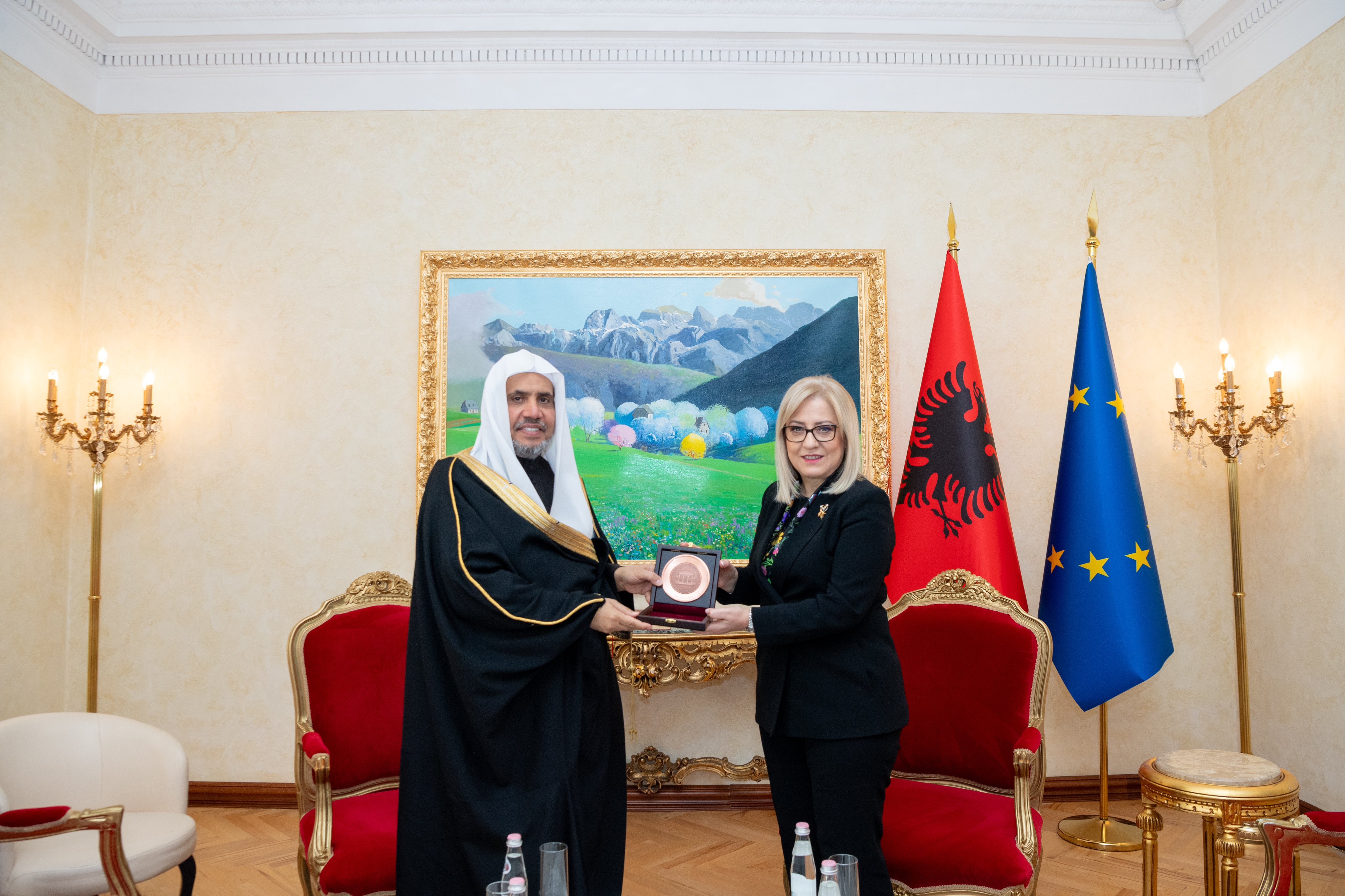 His Excellency Sheikh Dr. Mohammed Ali-Issa, Secretary-General of the Muslim World League had a meeting with Her Excellency Ms. Lindita Nikolla, Speaker of the Parliament of the Republic of Albania