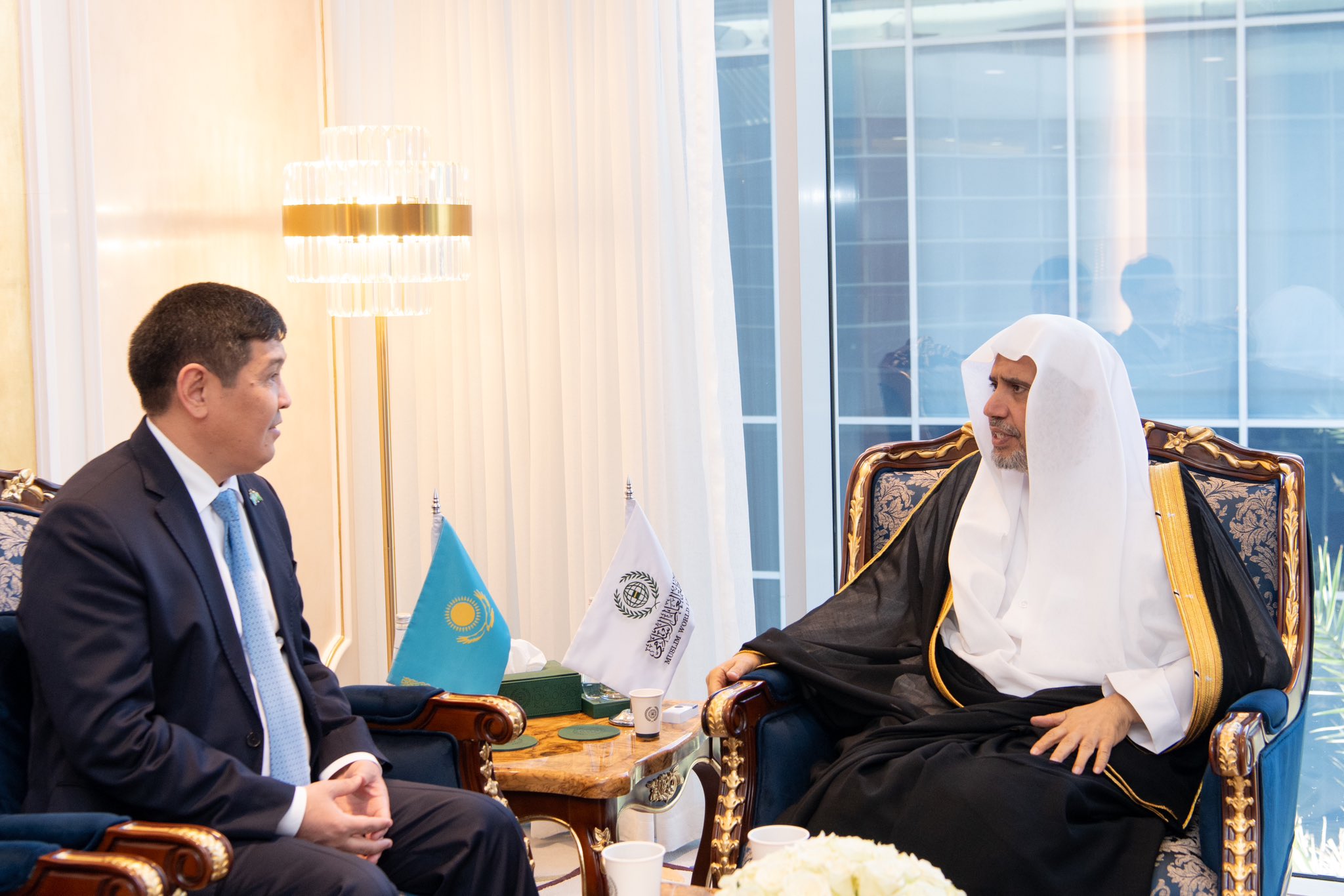 At his office in Riyadh, His Excellency Sheikh Dr. Mohammed Alissa, Secretary-General of the MWL and the Chairman of the Organization of Muslim Scholars, met with His Excellency Amb. Menilbekov Madiyar