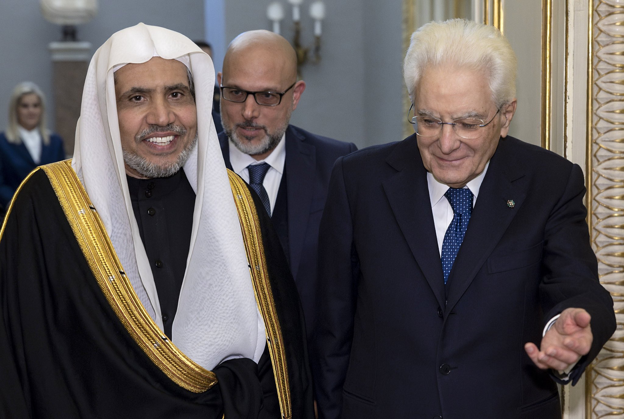 Le Président de la République italienne, M. Sergio Mattarella, a reçu hier soir au palais présidentiel de Rome le Secrétaire général de la Ligue islamique mondiale, Président de l’Organisation des savants musulmans, cheikh Mohammed Alissa