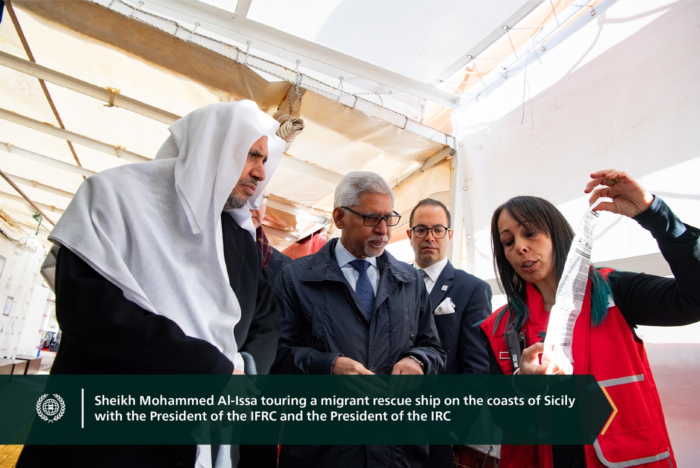 His Excellency Sheikh Dr. Mohammed Al-Issa, Secretary-General of the Muslim World League (MWL), met with the president of the International Federation of the Red Cross and Red Crescent Societies, in the presence of the President of the Italian Red Cross