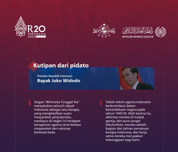 Kutipan dari pidato Presiden Republik Indonesia, Bapak Joko Widodo, pada peluncuran KTTR20 di Bali: