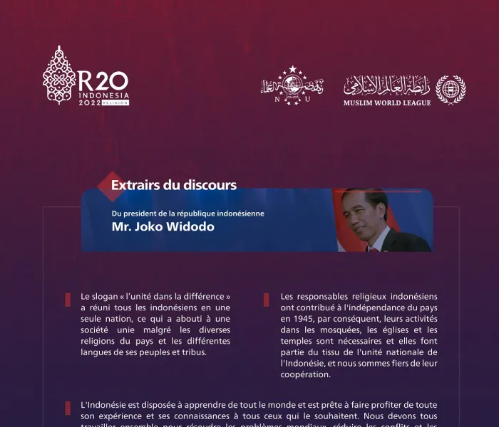 Extraits du discours du , Président indonésien Joko Widodo lors du Sommet R20 à Bali :