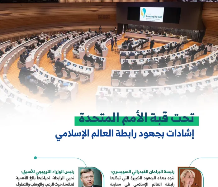 ‏إشادات بجهود ⁧‫رابطة العالم الإسلامي‬⁩ تحت قبة ⁧‫الأمم المتحدة‬⁩ :