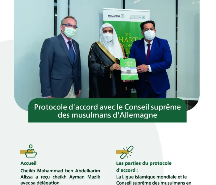 En présence de l’Ambassadeur allemand Jorg Ranau, Mohammad Alissa reçoit le Pdt de l’Institut allemand pour le dialogue et la compréhension Ayman Mazik pour signer un mémorandum d’entente.