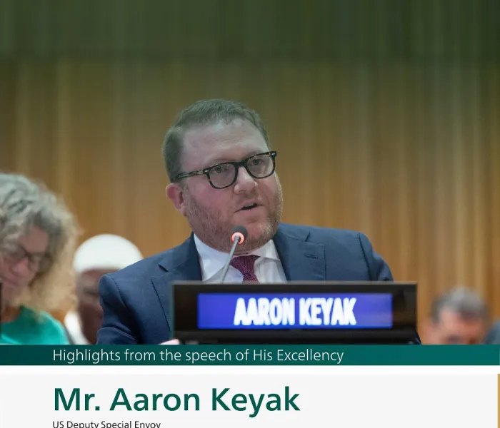 Highlights from the speech of His Excellency Mr. Aaron Keyak, US Deputy Special Envoy, at the launch of the MWL initiative on Building Bridges between East and West at the UN headquarters in New York: