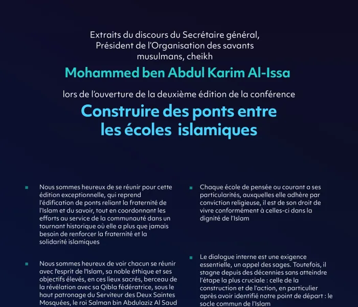 Extraits du discours du Secrétaire général, Président de l’Organisation des savants musulmans, cheikh Mohammed Al-Issa lors de l’inauguration de la deuxième édition de la Conférence 