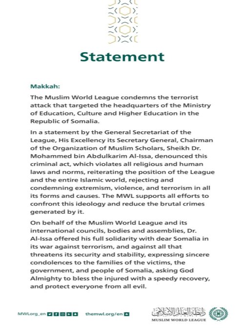 Statement from the Muslim World League