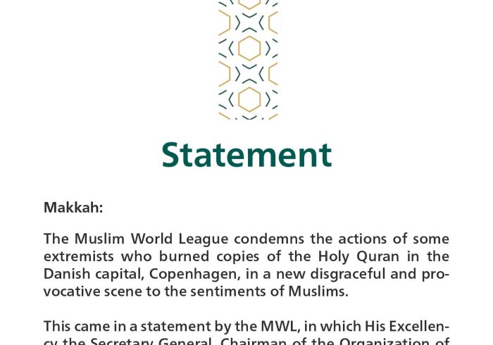 Statement from the Muslim World League