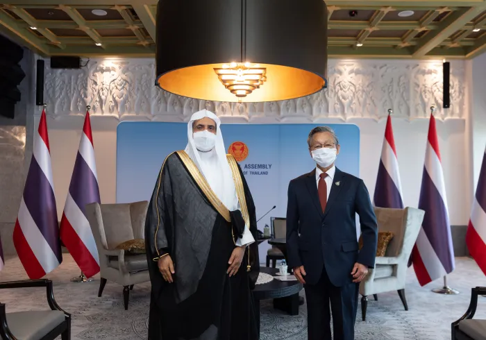 The Speaker of Parliament and the former PM of the Kingdom of Thailand, Mr. Chuan Leekpai, received H.E. Dr. Mohammad Alissa