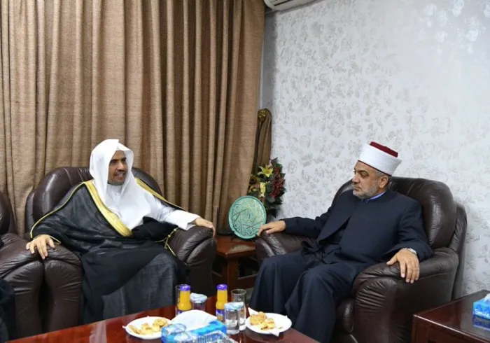 HE Dr Mohammad Alkhalialah, Grand Mufti of the Hashimite Kingdom of Jordan receives at his Amman Office HE MWL SG Dr. Mohammad Alissa for discussing  issues of mutual concern.