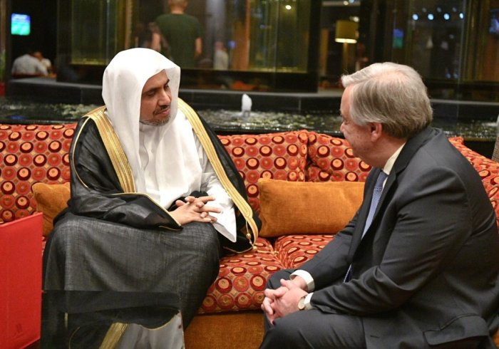 معالي الأمين العام لرابطة العالم الإسلامي الشيخ الدكتور محمد العيسى يلتقي معالي الأمين العام للأمم المتحدة