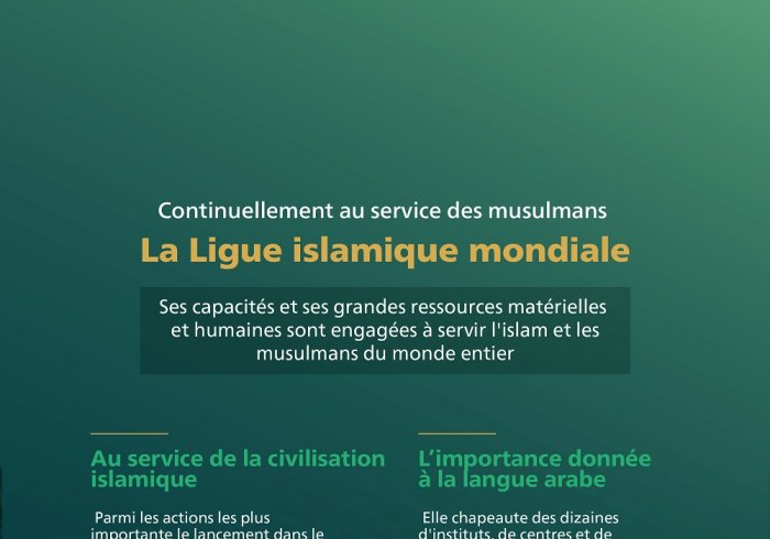 La Ligue Islamique Mondiale met toutes ses capacités au service de l’Islam et des musulmans ; avec au premier plan la Charte Mecque qui a permis un concensus sans précédent dans l’histoire islamique :