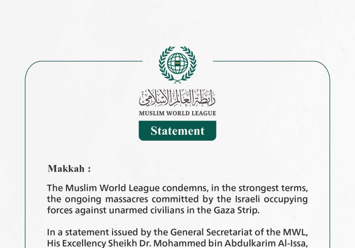 The Muslim World League Condemns the Targeting of Palestinian Displaced Persons' Tents near the Warehouses of the Palestinian Refugee Relief and Works Agency (UNRWA)