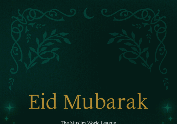 The Muslim World League congratulates all Muslims around the world on the advent of the blessed Eid Al-Fitr. May Allah accept our good deeds.