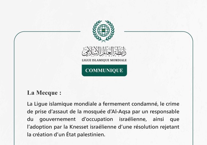Communiqué de la Ligueislamiquemondiale :