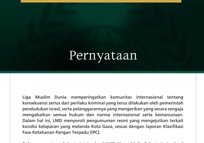 Liga Muslim Dunia memperingatkan komunitas internasional tentang konsekuensi serius dari perilaku kriminal yang terus dilakukan oleh pemerintah pendudukan israel, serta pelanggarannya yang mengerikan yang secara sengaja mengabaikan semua hukum dan norma internasional serta kemanusiaan. 