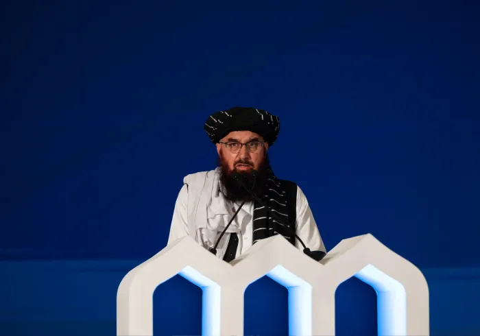 جناب وزیر دادگستری افغانستان، مولوی عبدالحکیم شرعی، در افتتاحیه دومین دوره کنفرانس ⁧‫ایجاد پل های ارتباطی میان مذاهب‬⁩ اسلامی: