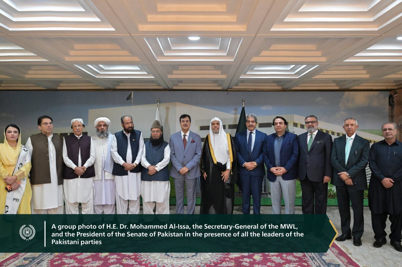 H.E. Mr. Yousaf Raza Gilani, Chairman of the Senate of Pakistan, hosted H.E. Sheikh Dr. Mohammed Al-Issa , Secretary-General of the Muslim World League (MWL) and Chairman of the Organization of Muslim Scholars, at the Senate headquarters.