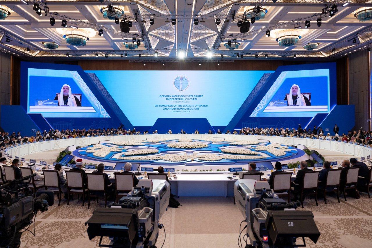 H.E. Sheikh Dr. Mohammed Al-Issa , Secretary-General of the Muslim World League (MWL) and Chairman of the Organization of Muslim Scholars, joined H.E. the President of Kazakhstan in attending the opening session of the summit at the Palace of Independence