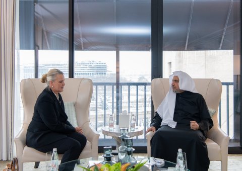 His Excellency Sheikh Dr. Mohammad Al-Issa, Secretary-General of the Muslim World League (MWL) and Chairman of the Organization of Muslim Scholars, received Ms. Lise Grande, President and CEO of the U.S. Institute of Peace