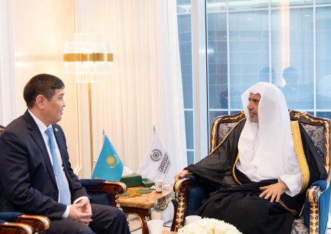 At his office in Riyadh, His Excellency Sheikh Dr. Mohammed Alissa, Secretary-General of the MWL and the Chairman of the Organization of Muslim Scholars, met with His Excellency Amb. Menilbekov Madiyar