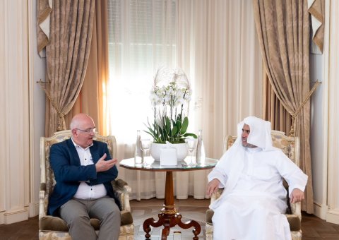 At his residence in Geneva, His Excellency Sheikh Dr. Mohammed Al-Issa, Secretary-General of the MWL, held a meeting with Mr. Nicolas Levrat, United Nations Special Rapporteur on Minority Affairs