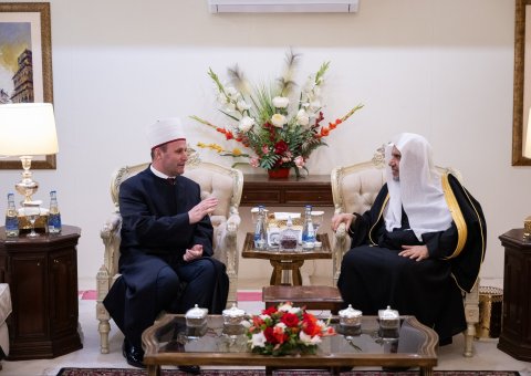 His Excellency Sheikh Dr. Mohammed Al-Issa, Secretary-General of the MWL and Chairman of the Organization of Muslim Scholars, met with His Eminence Sheikh Bujar Spahiu, Grand Mufti of Albania and President of the Albanian Islamic Community.