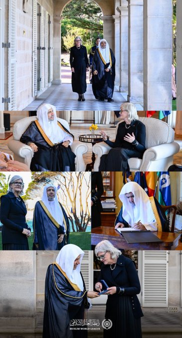 This morning in Sydney, H.E. Ms. Sam Mostyn, Governor-General of Australia, received H.E. Sheikh Dr. Mohammed Al-Issa, Secretary-General of the Muslim World League, at Government House