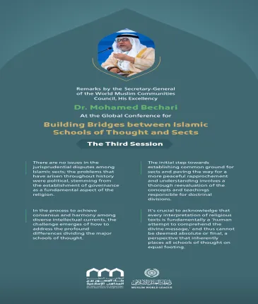 “Rapprochement and understanding”.  Remarks by His Excellency Dr. Mohamed Bechari, Secretary-General of the World Muslim ‎Communities Council, at the Global Conference for Building Bridges between Islamic Schools of Thought and Sects.