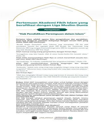 Hak Pendidikan Perempuan dalam Islam