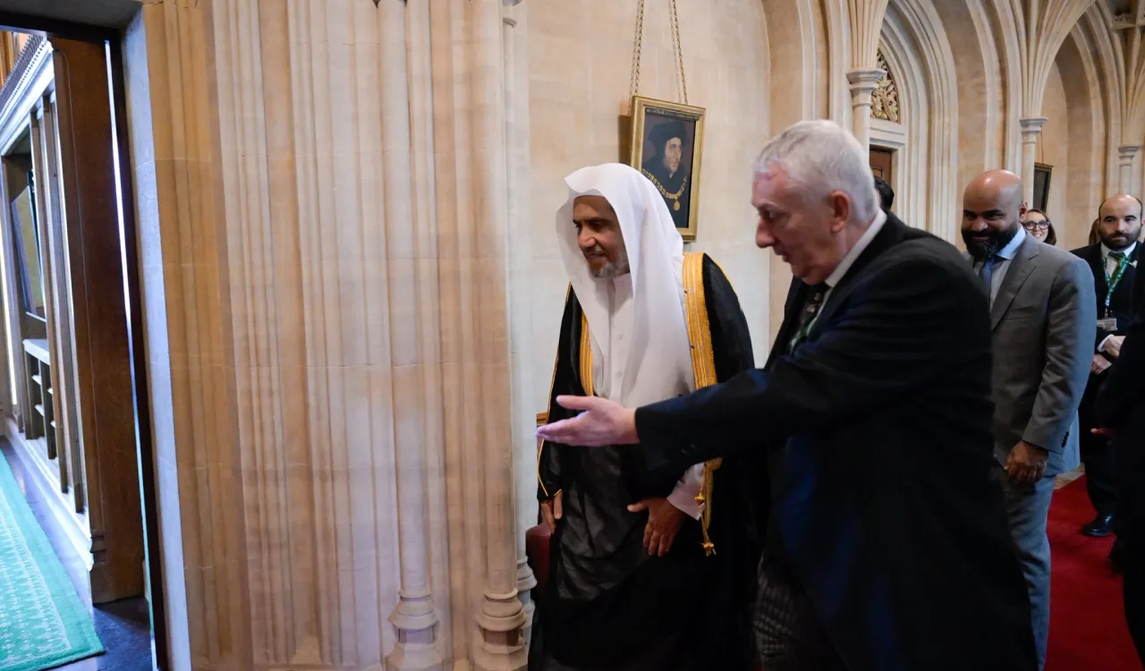 H.E. Sheikh Dr. Mohammed Al-issa, Secretary-General of the Muslim World League (MWL) and Chairman of the Organization of Muslim Scholars, met with H.E. Sir Lindsay Hoyle, Speaker of the British Parliament and Speaker of the House of Commons, at his office in Westminster, in the capital city of London.