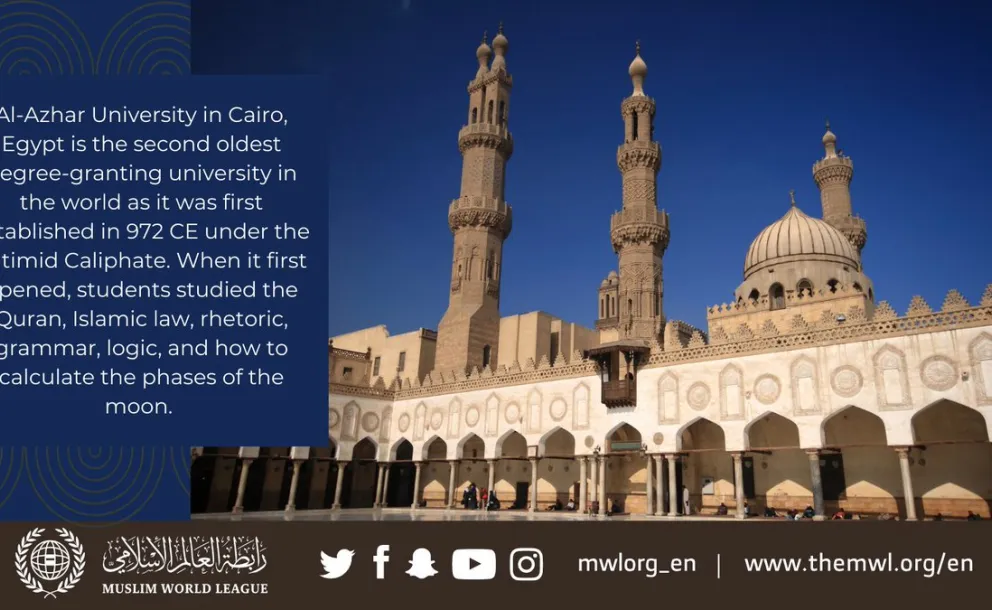 Al-Azhar University in Cairo, Egypt is the second oldest university in the world as it was first established in 972 CE under the Fatimid Caliphate