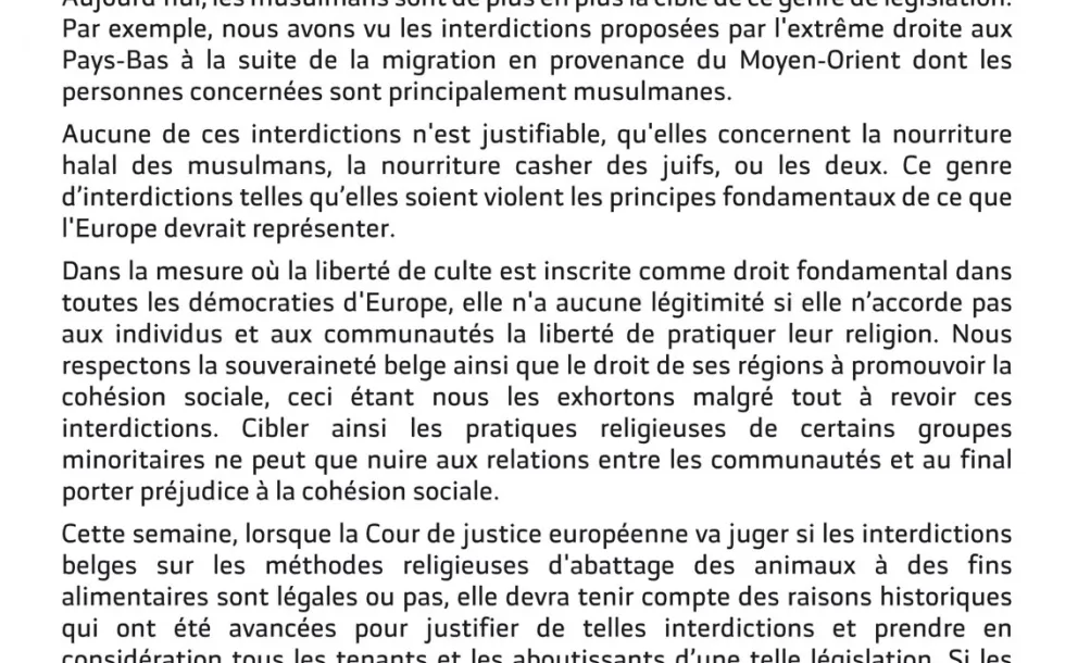 Une déclaration conjointe de la LIM & d’europeanrabbis appelle la Cour de justice de l’UE à prendre en considération les besoins des communautés religieuses et l’importance de construire une Europe de la diversité et de l'inclusion.