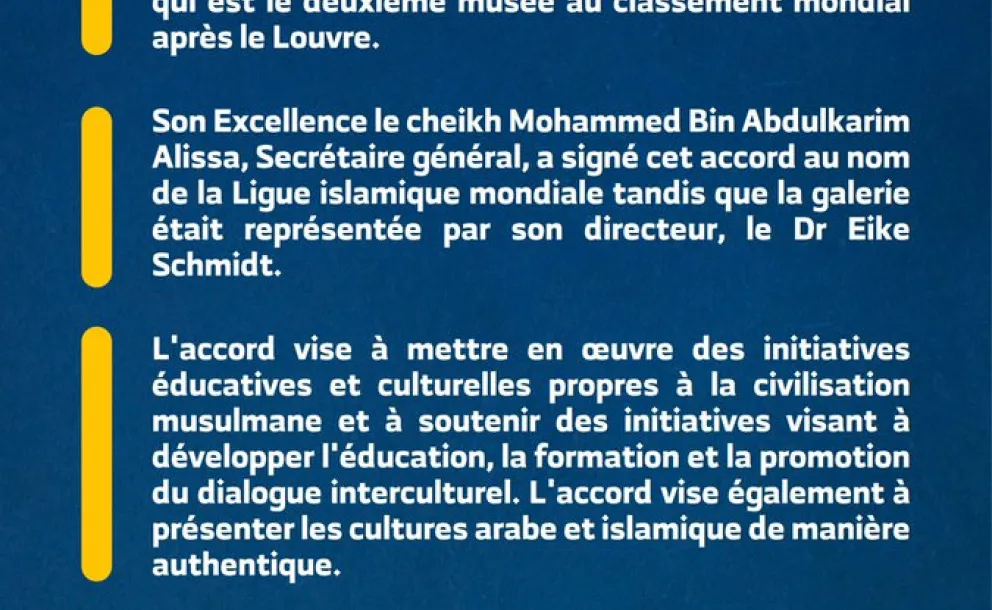 La Ligue Islamique Mondiale signe en Italie un accord historique avec le deuxième plus grand musée du monde