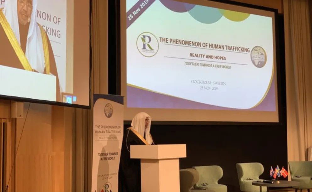 Today in Stockholm, HE Dr. Mohammad Alissa opens  the Symposium on the Phenomenon of Human Trafficking