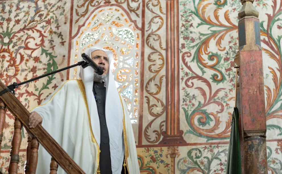 from the pulpit of the grand historical mosque in Tirana, Albania, His Excellency Sheikh Dr. Mohammed Alissa, Secretary-General of the MWL and Chairman of the Organization of Muslim Scholars delivers today's Friday sermon on the 6th of Sha'ban