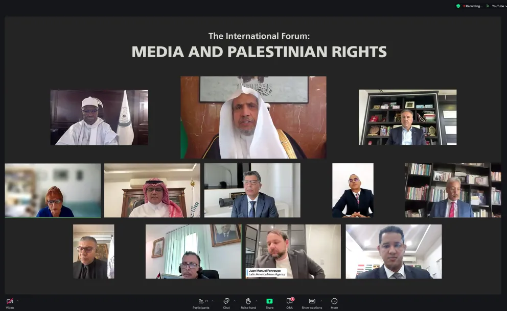 The launch of the International Forum: Media and Palestinian Rights, focusing on practical steps to build on initiatives to recognize Palestine